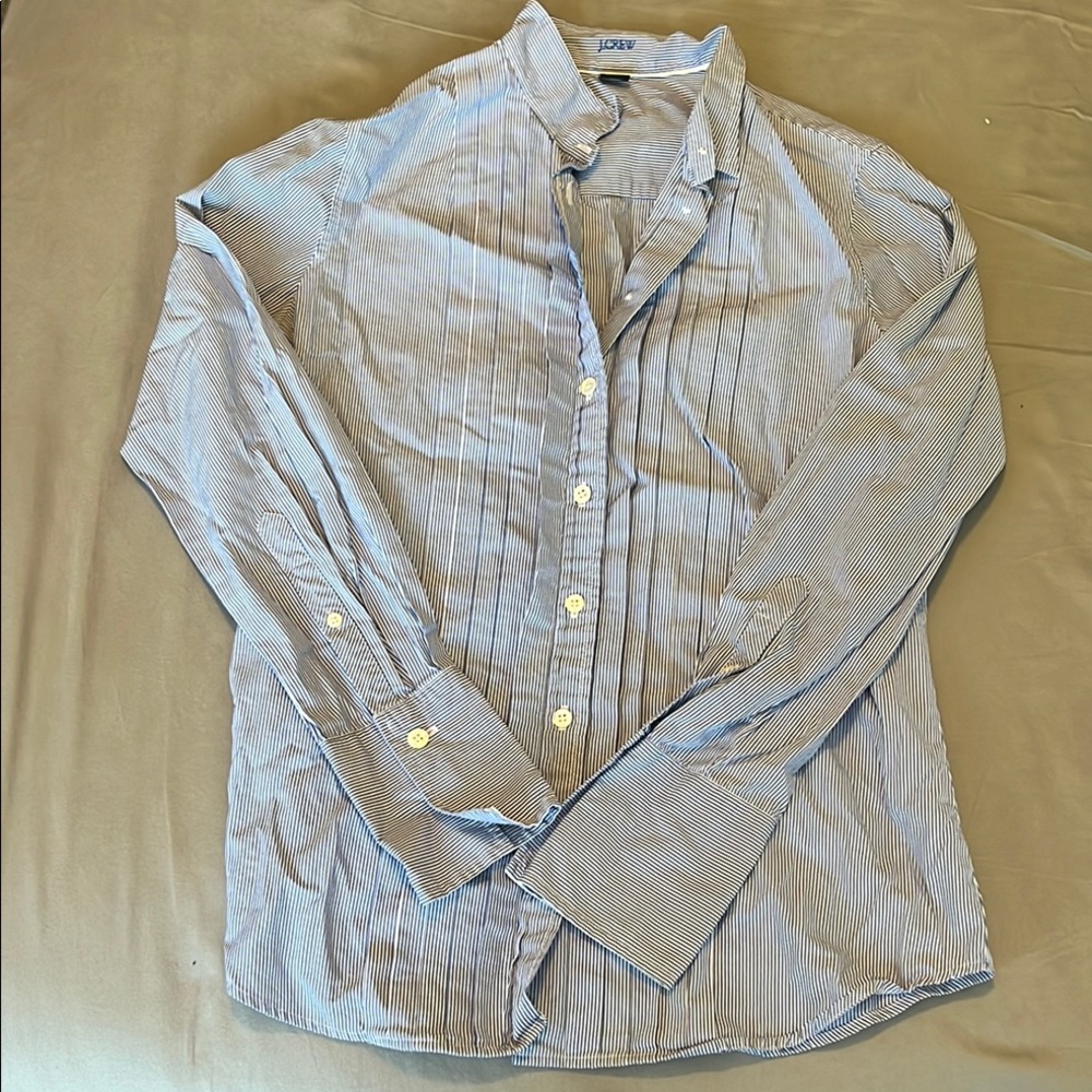 J. Crew Women’s Blue Striped Button-down Shirt